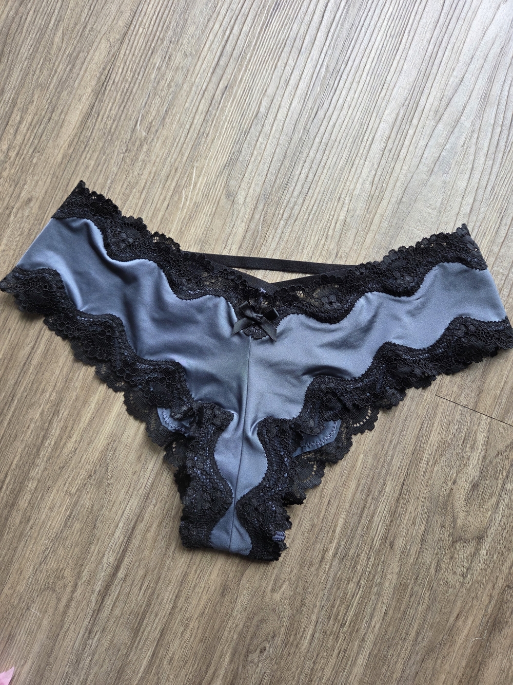 Vintage Victoria's Secret Satin & Lace Cheeky Panties with Crisscross back Small